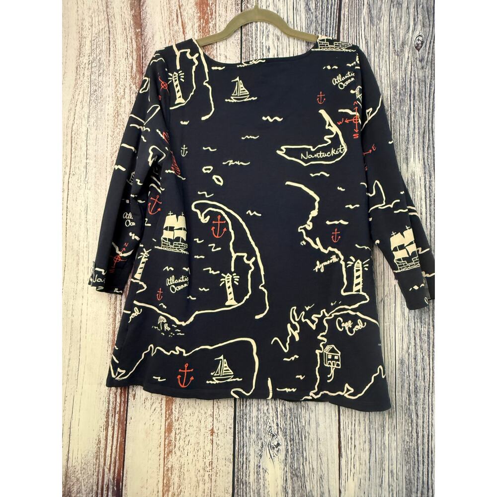 Charter Club Women's Boat Neck Top featuring a Nautical Map  Large - Picture 4 of 5